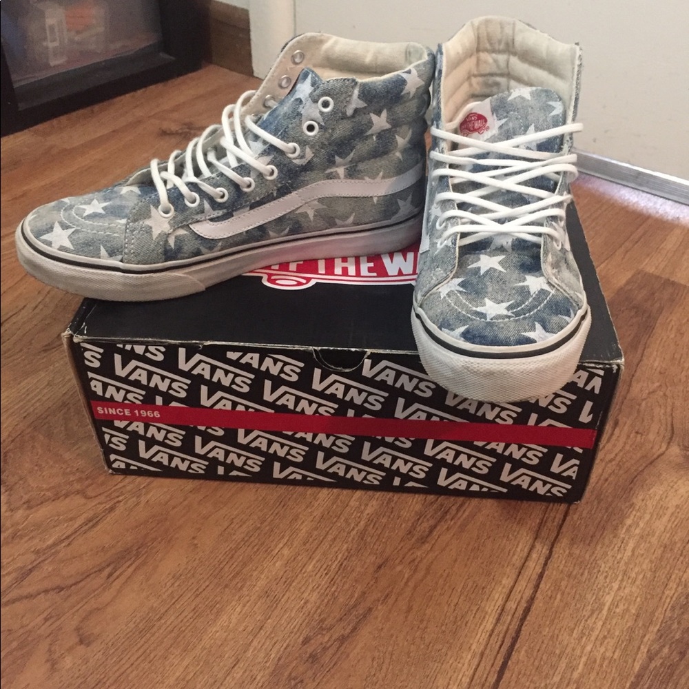 New Vans blue stars sk8-hi slims size 8 men’s 6.5